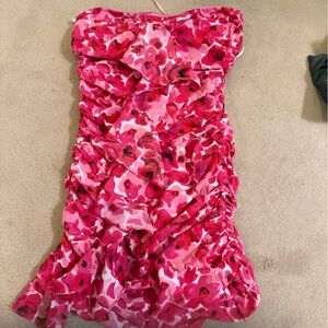 Strapless Floral Pink Dress